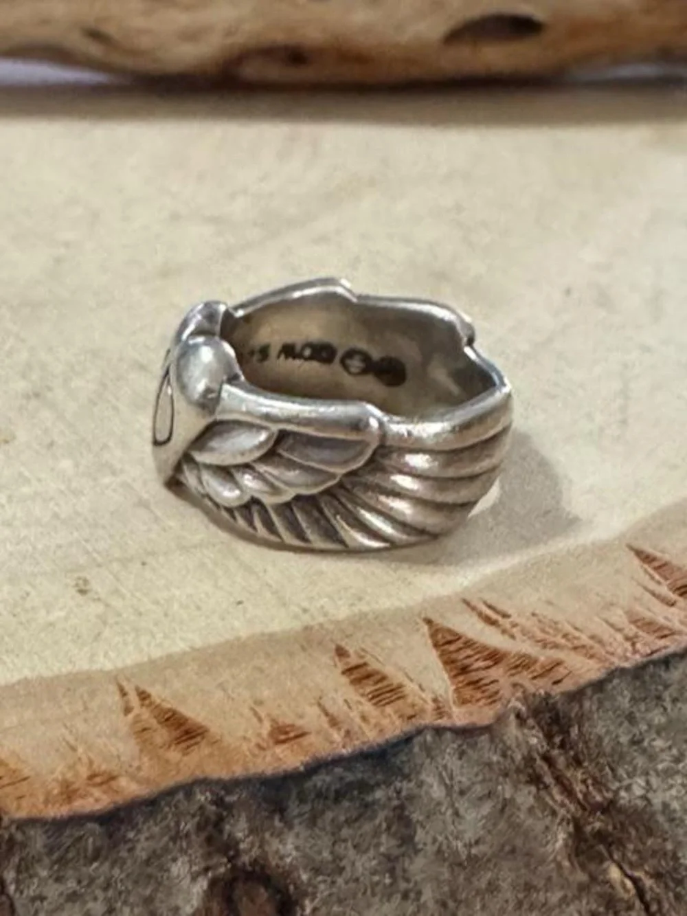 925 Sterling Silver Women’s Harley Davidson Red Wings Ring Size 6 Biker